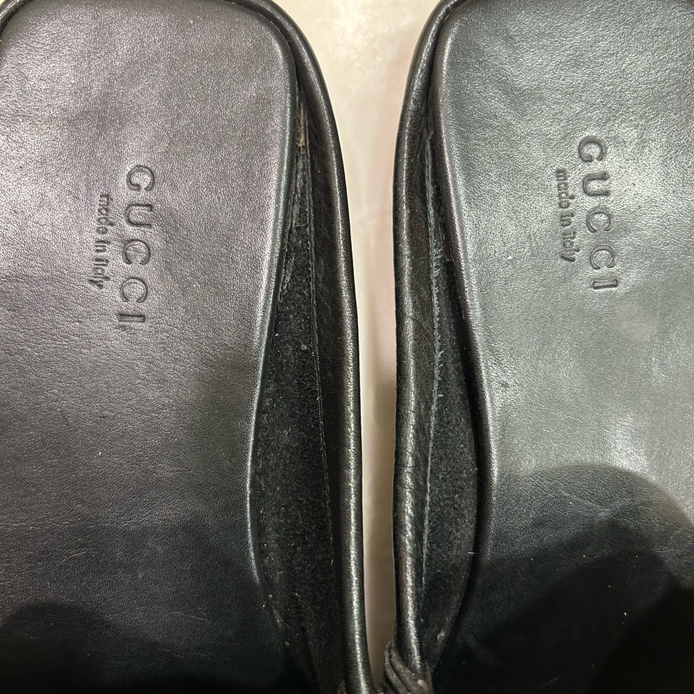 Gucci Leather Slippers / Slides, black, buckle detail, 110104, Size 8 - Picture 7 of 14
